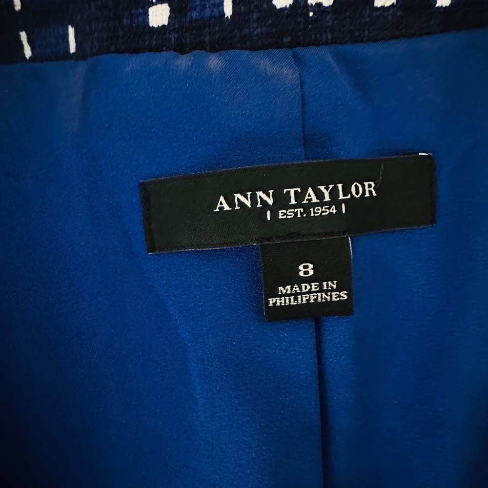 Ann Taylor Blazer Womens 8 Blue Print Career Work Office - Picture 7 of 8